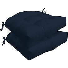 Indoor/Outdoor Chairpad with Ties, Patio Furniture Chair Cushions, Rocking Chair Cushions, Seat Cushions Navy, 19 * 19