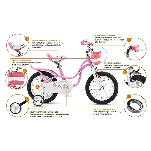 Image of Royalbaby Princess Girls Kids Bike 12 14 16 18 20 Inch Children Bicycle with Basket for Age 3-12 Years