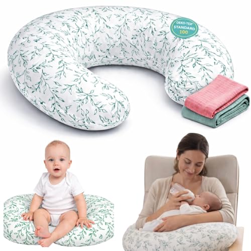 Cojin Lactancia Con 2 Muselinas Cojín Lactancia Oeko Tex - Almohada Lactancia Funda Extraible Lavable Almohada De Amamentação - Almohada Embarazo, Pregnancy Pillow, Cojin De Lactancia Bebe