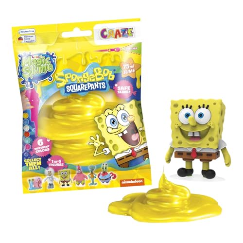 Craze Magic Slime Spongebob 75ml, Bolsa con Figura Sorpresa, Sin Olor y Sin Residuos, Juguete Sensorial para Niños Craze Magic Slime Spongebob 75ml, Bolsa con Figura Sorpresa, Sin Olor y Sin Residuos, Juguete Sensorial para Niños