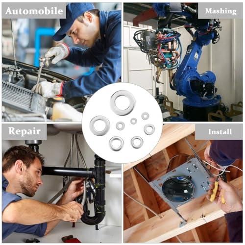Image of Serplex 360Pcs 304 Stainless Steel Flat Washers for Screws Bolts, Fender Washers Assortment Set, Assorted Hardware Lock Metal Washers Kit 9 Sizes-M2 M2.5 M3 M4 M5 M6 M8 M10 for Home, Factories Repair