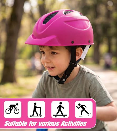 Image of OXYGEN Kids Bicycle Helmet for Age 3-8 Years | Lightweight Safety Helmet with Adjustable Strap & Air Vents | Size 24x17x10 cm | Ideal for Cycling, Skating, Scooter - Boys & Girls (Pink)