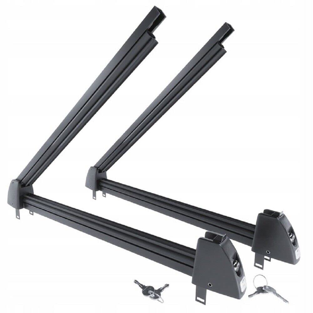 QLS Ski und Snowboardhalter Ski Lock 5 58 cm mit Schloss Schwarz | Transport von bis zu 5 Paar Ski oder 4 Snowboards mit Diebstahlschutz passend für T Profil Rechteck Oval und Aero Träger