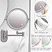Rechargeable Wall Mounted Lighted Makeup Vanity Mirror with 10X/1X Magnification For Shaving, 8Inch Brushed Nickel Magnifying Mirror Makeup Wall Mounted with Light,13 Inch Extendable (8CB-N10X)