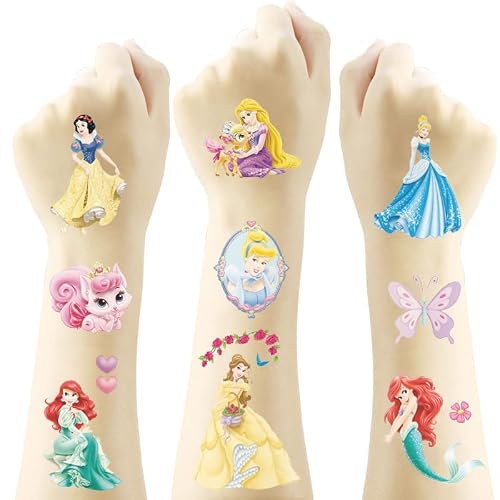 240 Pcs Princess Temporary Tattoos For Girls,8 Sheets Waterproof Tattoo Stickers,Cartoon Theme Party Decoration,Kids Temporary Tattoo Toys,Suitable For Birthday Parties,Group Activities (Princess) #TOP1