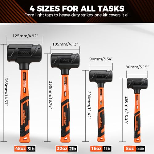 HORUSDY 4-Piece Dead Blow Hammer Set