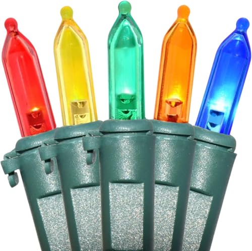 Christmas LED Lights 100 Multi Color String Lights for Indoor and Outdoor Decorative Use, Holiday and Tree Decor, Patio Hanging Lighting Decorations, Green Wire, 26.9 Ft, UL Certified