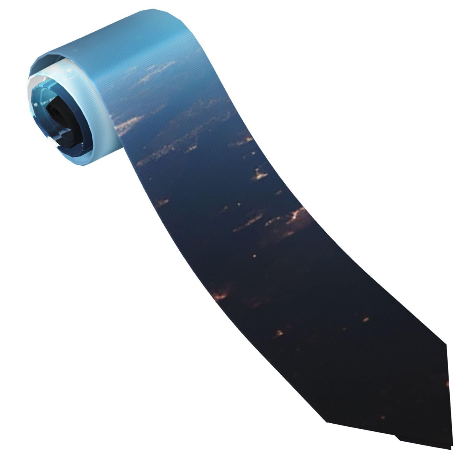 Oudrspo Men's As Pic Necktie Classic Fashion Silk Tie Ufo Spaceship Neck Ties Formal Occasion Business Ties