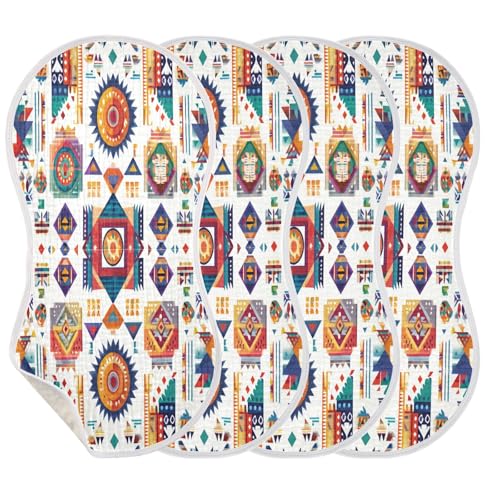 Kigai Ethnic Print Baby Burp Cloths Extra Soft and Absorbent Burping Rags Cotton Burping Clothes Baby Washcloths for Newborn Boys Girls - 2 Pack3