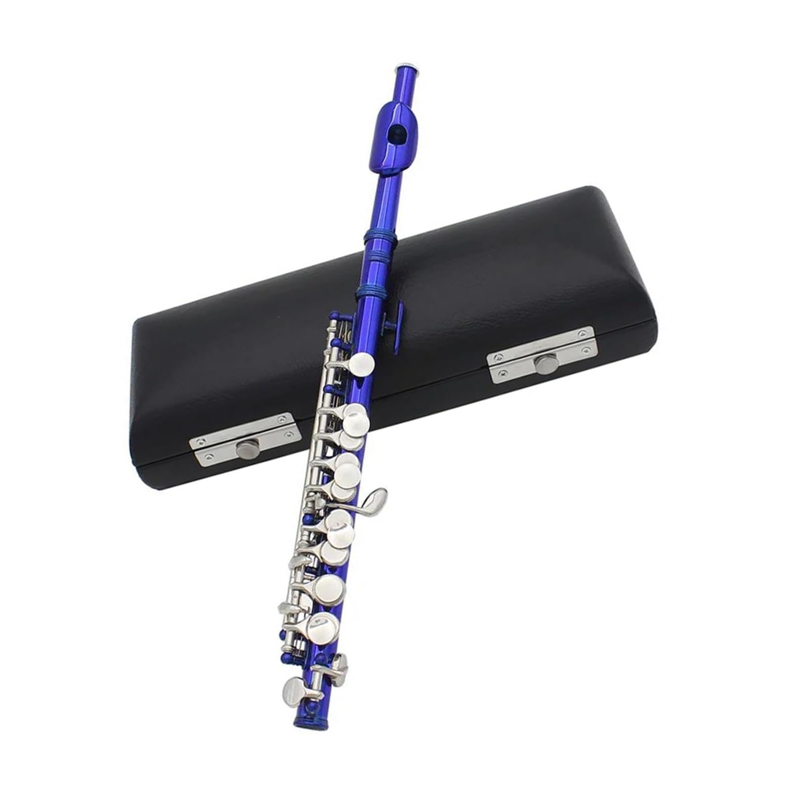 flet prosty Piccolo Professional C Key Half Size Niebieski flet Instrument z pudełkiem do wycierania części z białej miedzi Piccolo