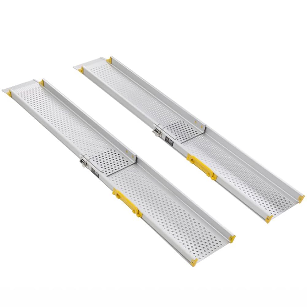 2 Piezas Rampa Telescópica De Silla De Ruedas, Rampa Portátil De Silla De Ruedas Ajustable, Rampa Para Discapacidad De Plataforma Sin Deslizamiento, Adecuado Para Escalones Para El Hogar,150cm