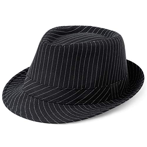 BABEYOND Men's 1920s Panama Fedora Gatsby Hat with Strips - X-black, One Size