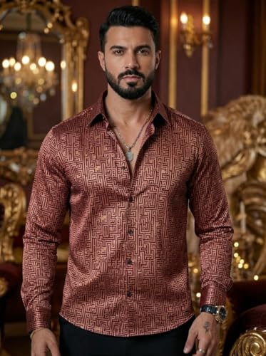 Image of Foomer Green Paisley Printed Opaque Party Shirts