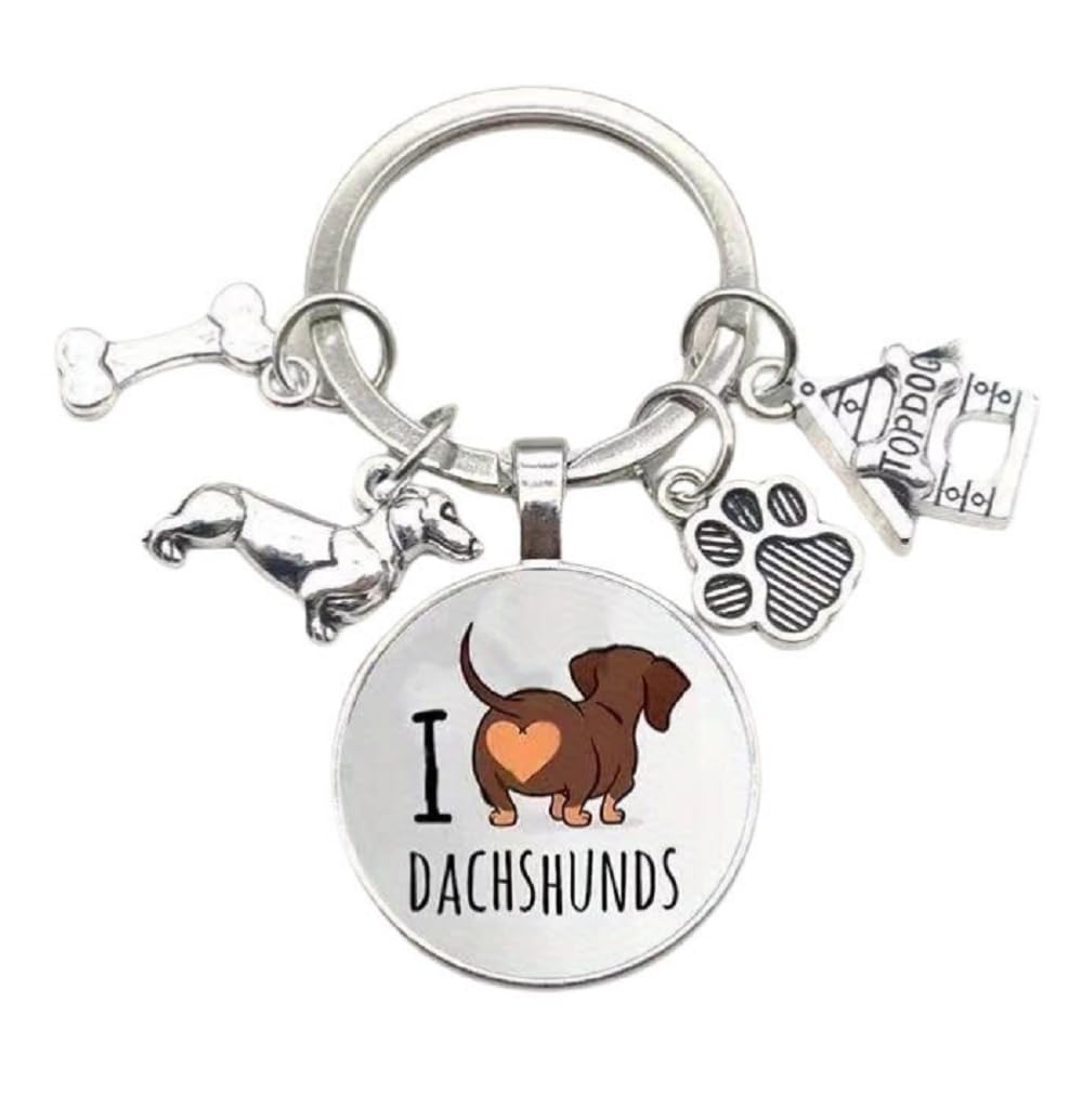 CMJ™ Dachshund Keyring Gift for Dog Lovers Sausage Dog Keychain