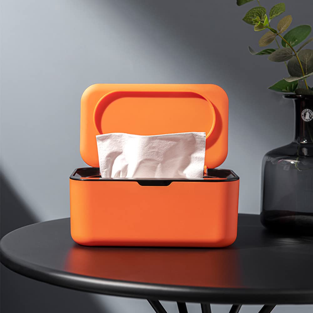 Boîte à mouchoirs avec couvercle - Support pour lingettes humides - Boîte de rangement pour lingettes de bébé - Organisateur de serviettes en papier (C)