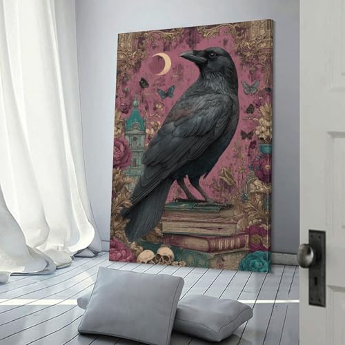 Décoration murale Le royaume enchanté du corbeau POLIUAWS toile salon 60x90cm