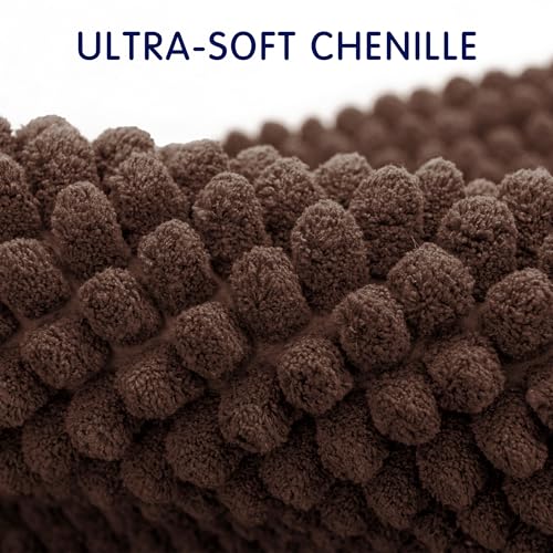 SUBRTEX Bathroom Rugs, 24" x 44" Chenille Bath Rug Soft Short Plush Bath Mat Soft Shower Mat Water Absorbent Shower Mat Quick Dry Machine Washable, Brown by SUBRTEX - Used condition - Image 4
