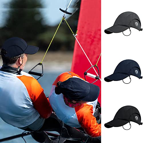 Navis Marine Sailing Cap Waterproof For Men Women Fishing Hat With Retainer Clip Technical Uv Sun Protection (Navy-Foldable) #TOP4
