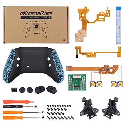 extremerate hope programable remap kit for xbox series xs controller upgrade boards amp redesigned back shell amp side rails amp back buttons for xbox core controller - textured blue