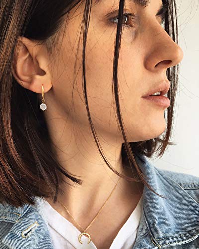 Minimalist Cubic Zirconia Drop Dangle Earrings For Women 18K Gold French Hook Earring Fashion Round-Cut Cz Jewelry Handmade For Brides #TOP4