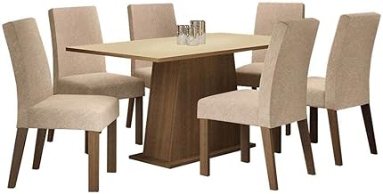 Conjunto Sala de Jantar Madesa Luciana Mesa Tampo de Madeira com 6 Cadeiras - Rustic/crema/imperial