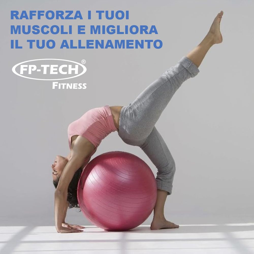 FP-TECH - Palla da Fitness, Palla Pilates Yoga Anti-Scoppio 55cm/65cm/75cm/85cm Palla da Ginnastica con Pompa Rapida inclusa per Fitness Yoga Pilates e Ufficio 6 Colori