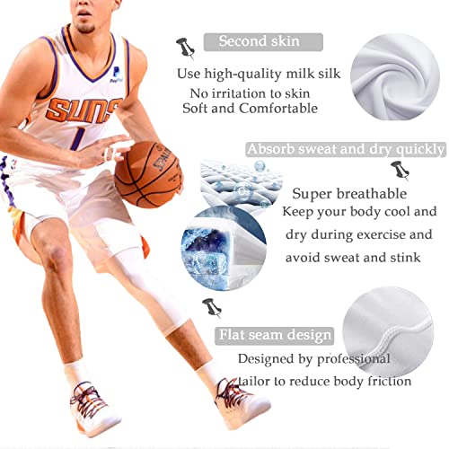 Men's Compression Sport Pants Single Leg 3/4 Base Layer Basketball Leggings Athletic One Leg Capri Tights Running3