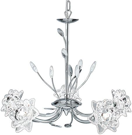 8285-5CC Bellis Chrome/Glass Flower 5 Light Ceiling Pendant