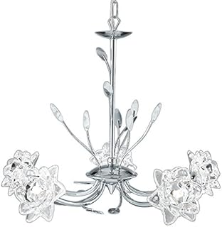 8285-5CC Bellis Chrome/Glass Flower 5 Light Ceiling Pendant