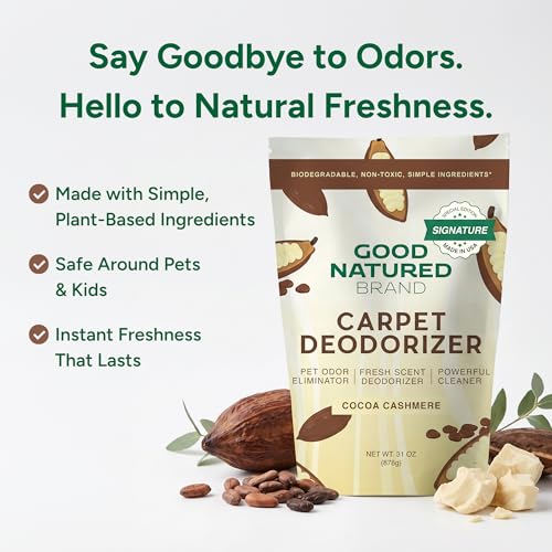 Image of Good Natured Brand | Carpet Deodorizer & Freshener Powder | 31 oz Pet Odor Eliminator for Strong Odor & Pet Urine | Fresh Natural Cocoa Cashmere Scent | Safe for Homes with Pets