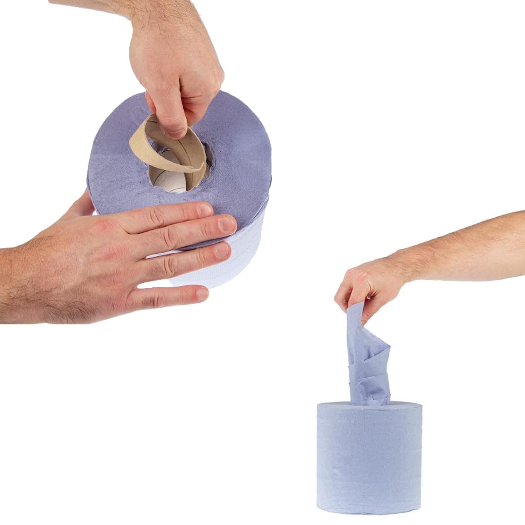 ZPAPER - 6 Rotoli Asciugamani BLU - Carta pura cellulosa 2 Veli, Anima a Spirale. Adatti anche per Dispenser. Rotoloni Asciugatutto rotoli asciugamano bobine