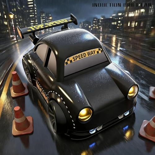 Image of Rechargeable Remote Control Racing Car for Kids | 2.4GHz RC Sports Car with LED Headlights, USB Charging, Easy Controller, High Speed Toy Car for Boys & Girls Age 3+ Birthday Gift (Black)