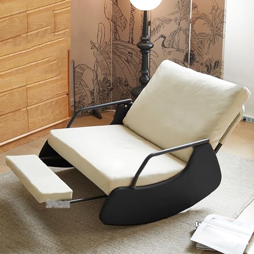 Mecedora tapizada, marco de madera maciza para sala de estar, dormitorio u oficina, diseño de sillón relajante para lactancia y uso en el salón