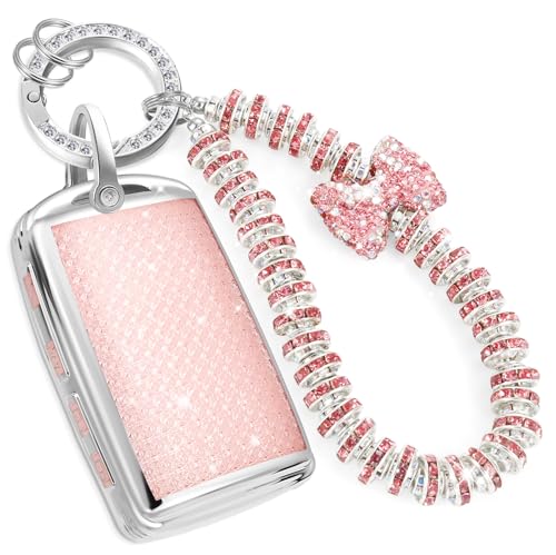 Image of Car Key Fob Cover for Mazda, Rhinestone Wristlet Case, Pink