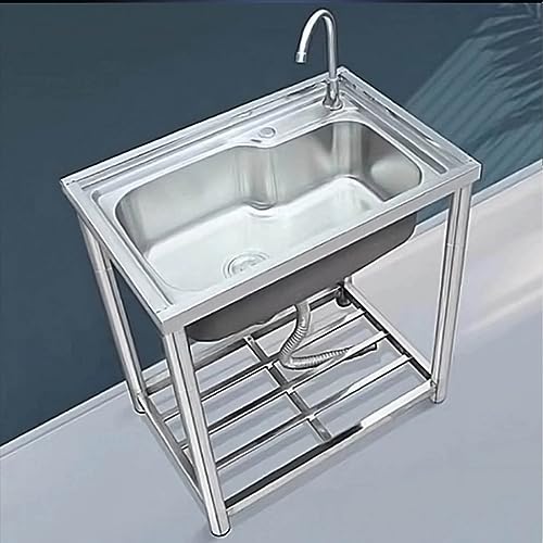 Évier portable de cuisine utilitaire grand bac eau chaude et froide pour rôtisserie et atelier