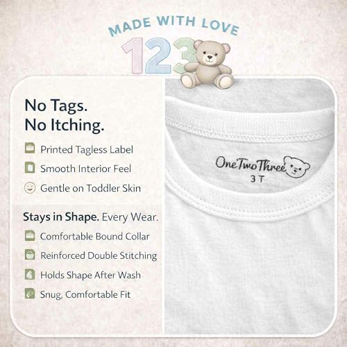 123 Bear Infant & Toddler Soft Cotton Spandex Short Sleeve T‑Shirts, Plain Tees for Boys & Girls (Grey, 3T)