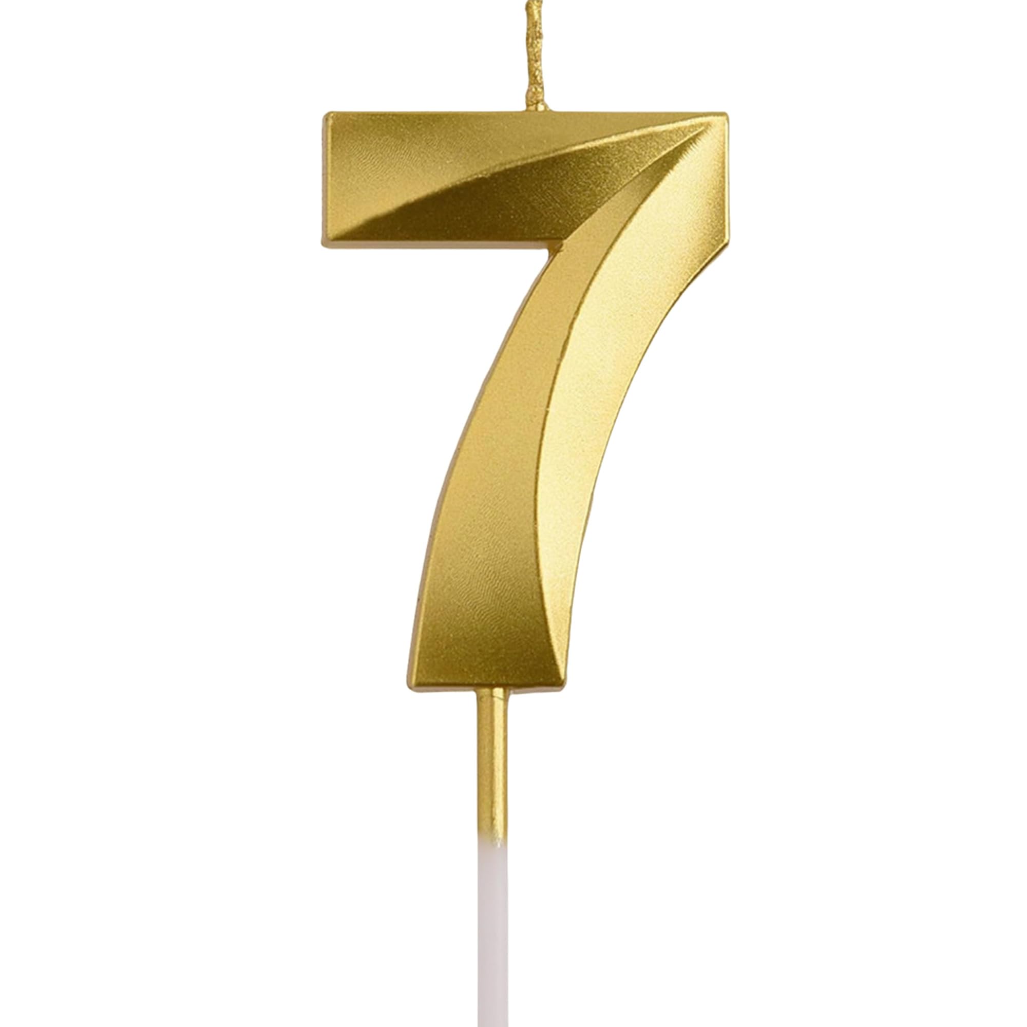 Diamond Gold Number Birthday Candles, Gold Number Candles, Cake Candle, Birthday Candles Numeral Candles Cake Topper Decoration for Birthday Party Wedding Anniversary Celebration Supplies (7)