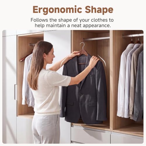 StorageWorks Wood Hangers 6 Pack, Extra Wide Shoulder Suit Hanger, Walnut - image 5
