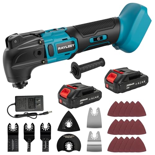 Cordless Oscillating Multi-Tool Kit with 2 Batteries Brushless Motor 6 Speed 4 Oscillation Angle 22PCS Accessories for Cutting/Grinding/Sanding