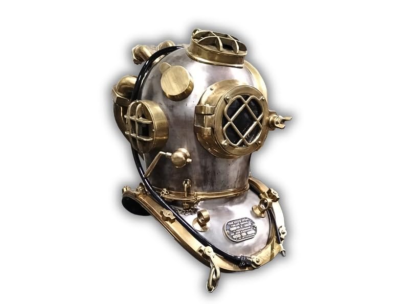 Casco de buceo de latón de cobre puro, réplica de casco de buceo Mark V, casco de buceo marino en aguas profundas, el mejor regalo náutico para él, casco de buceo de Halloween cuba, 18 pulgadas