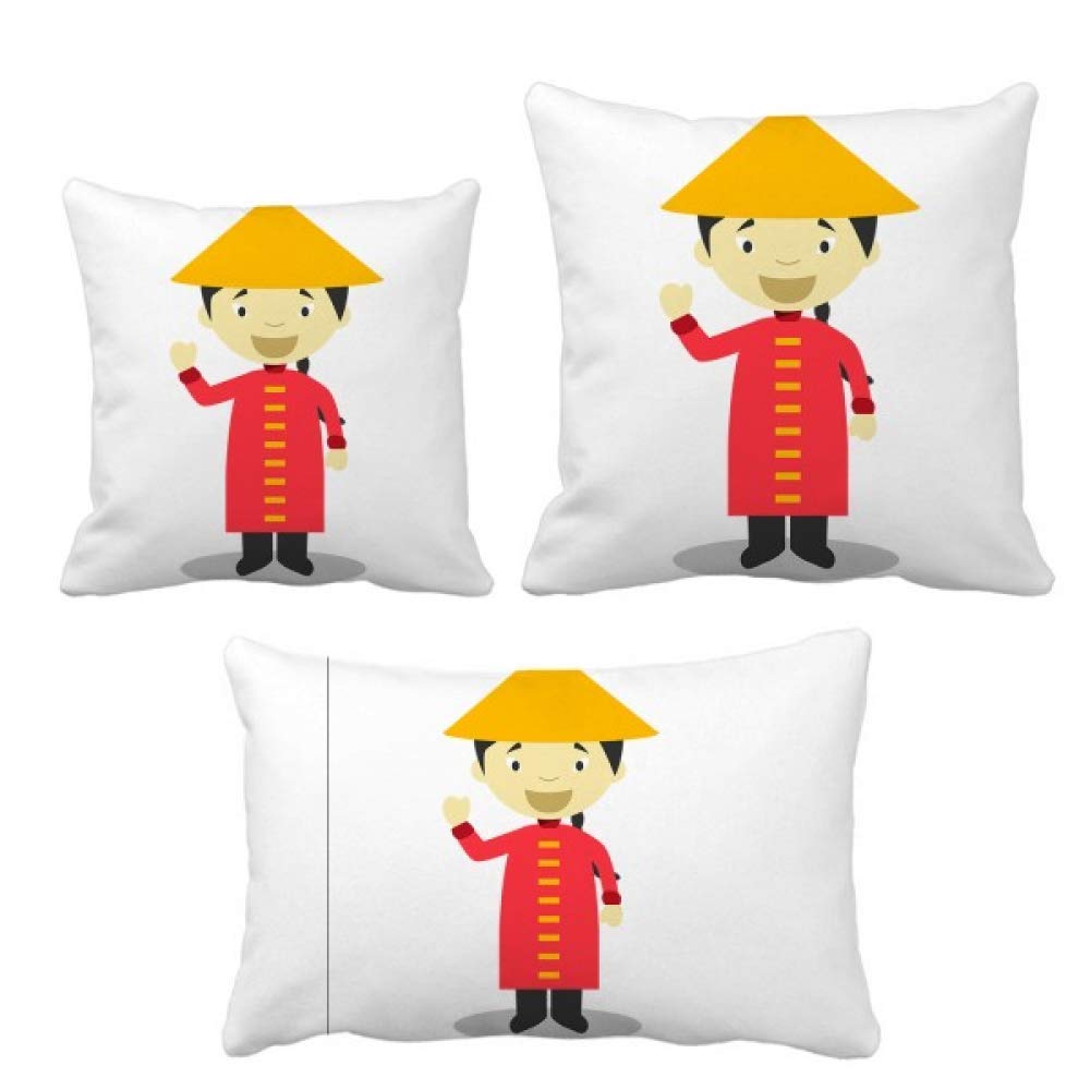 Housse de coussin longue rouge style porcelaine au design artistique original