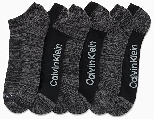 Image of Calvin Klein Mens No Show Socks - 6 Pack Soft Cotton Blend Cushioned Athletic Low Cut Socks for Men for Sports and Running