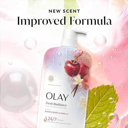 Olay Body Wash for Women, Black Cherry & Vanilla Scent, 29 fl oz | Fresh Radiance | 24/7 Skin-Loving Freshness for Visibly Radiant Skin | Plant-Based Cleansers, Vitamin B3, & Antioxidant Blend - image 9
