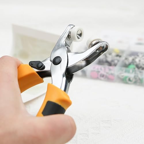 NXTOV 11mm/800PCS Metal Snaps Buttons with Fastener Pliers, Heavy Duty Press Tool Kit Perfect for DIY Crafts Clothes, Snap Button Fasteners Kit for Clothing Sewing (800PCS/200SET-SLIVER) - Thumbnail 6