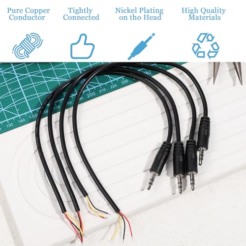 Conector Jack 3.5mm macho 4 piezas reemplazo reparación audio miniatura 6