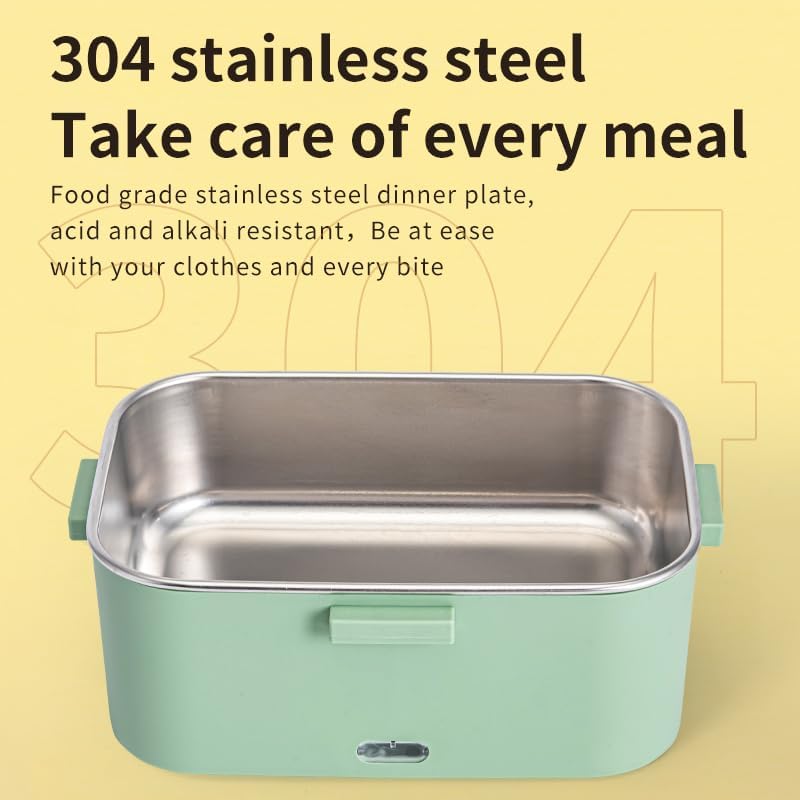 Miniatura 3 de HEYAXA Lonchera eléctrica portátil, 1224110 V, calentador de alimentos 3 en 1 para el trabajocochecamión, lonchera térmica de 75 W para adultos con