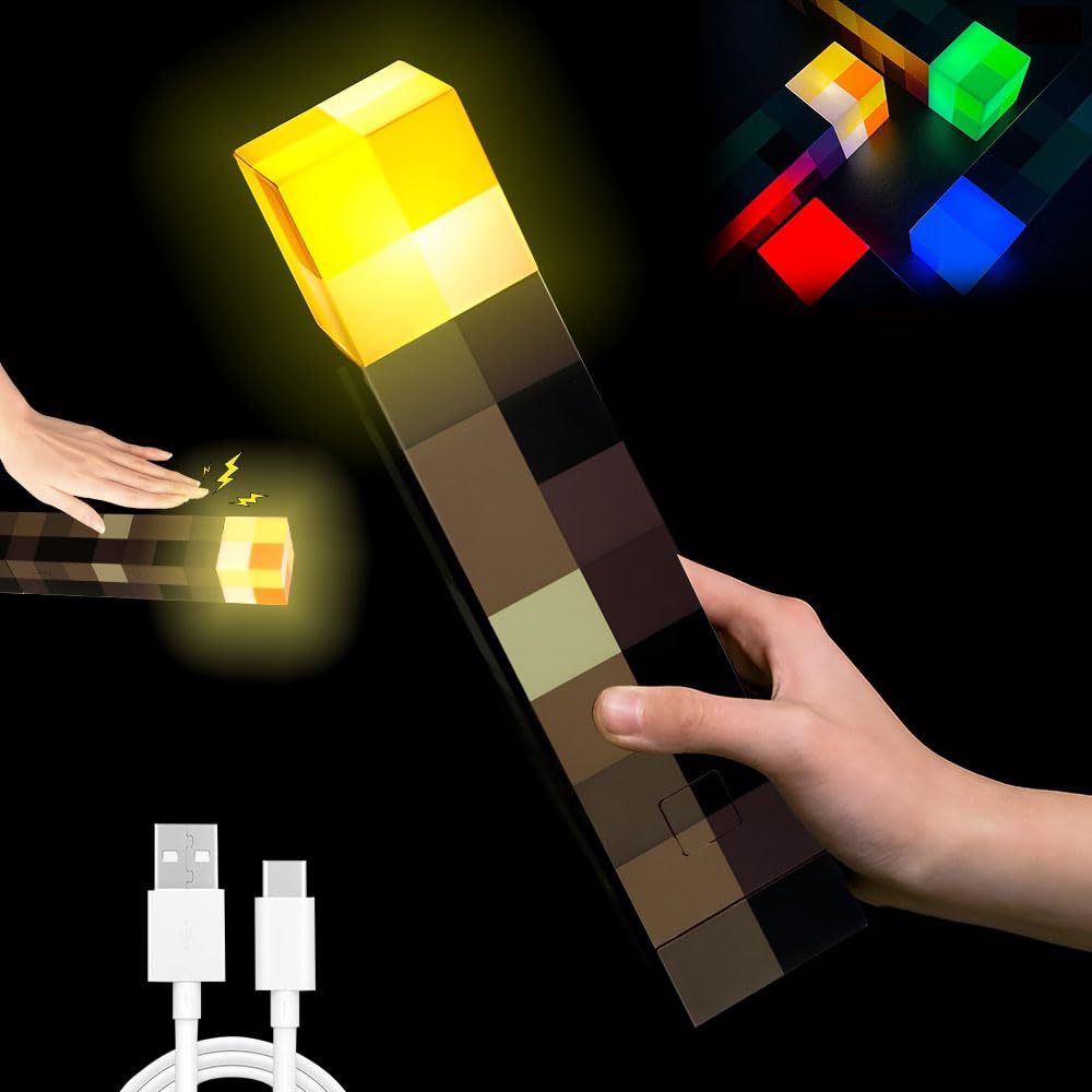 KBIBCK Light-Up Wall Torch Night Light 28 cm, 3D Torch Light, Craft Torchs Lamp with 8 Colors