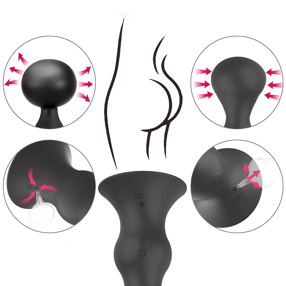 SXOVO Vibratore anale Butt Plug gonfiabile 10 modalità di vibrazione con telecomando Palle anali in silicone Masturbazione stimolazione della prostata Giocattolo sessuale per uomini donne coppie