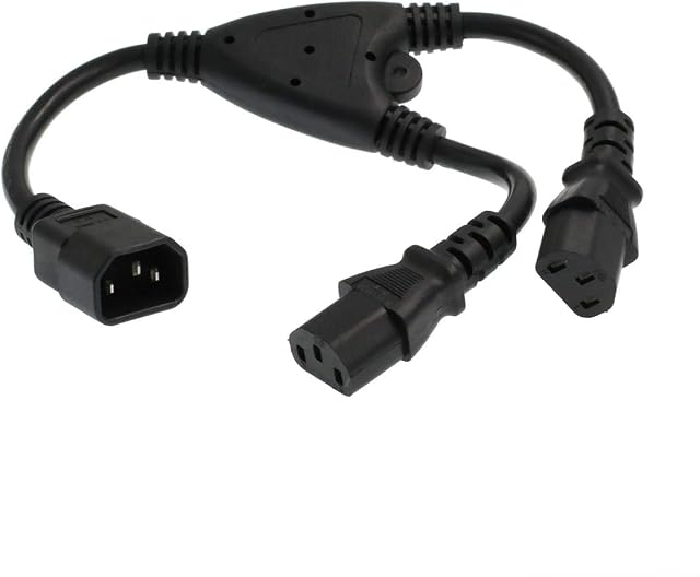 HangTon UPS PDU Computer PC Power Splitter Cord C14 to 2 x C13 10A 250V Extension Cable 12'' (c14-2xc13)