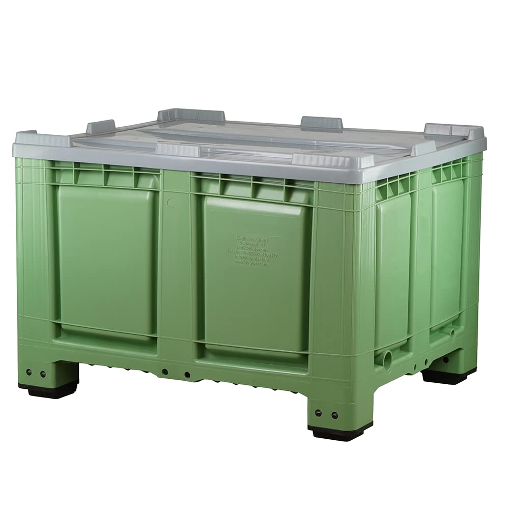 Logiplast Palettenbox mit Deckel LxBxH: 1200 x 1000 x 790 mm geschlossen mit 4 Füssen in grün
